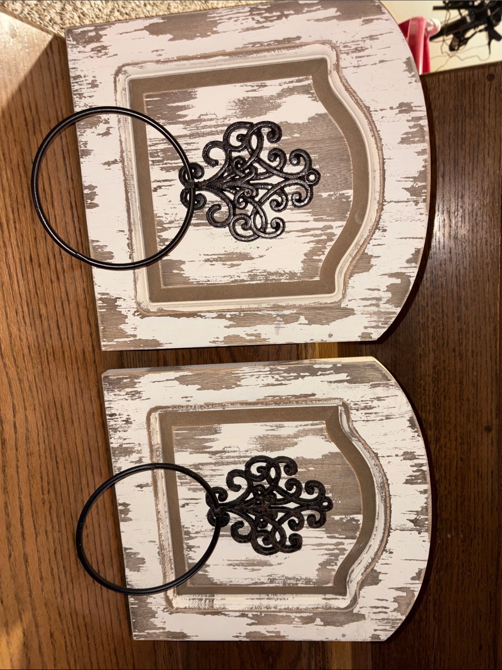 Rustic White and Brown Wall Hoop Towel Holders